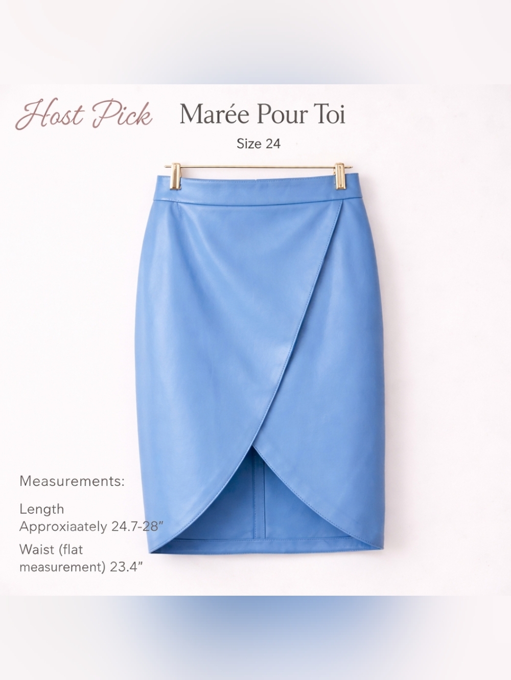 Marée Pour Toi Vegan Leather Faux Wrap Skirt Size 24 NWT